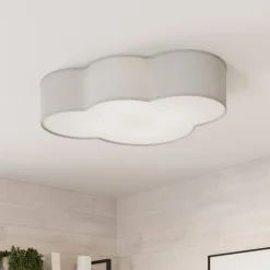 TK Lighting Loftlamper>Loftlampe Cloud i tekstil, længde 62 cm, grå