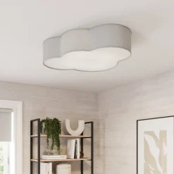 TK Lighting Loftlamper>Loftlampe Cloud i tekstil, længde 62 cm, grå