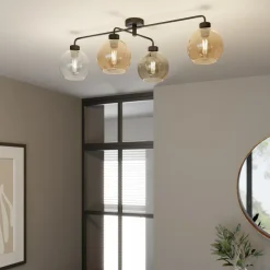 TK Lighting Loftlampe Cubus med 4 lyskilder klar/rav/grå