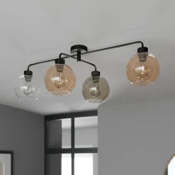 TK Lighting Loftlampe Cubus med 4 lyskilder klar/rav/grå
