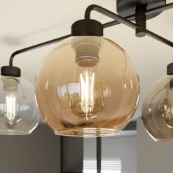 TK Lighting Loftlampe Cubus med 4 lyskilder klar/rav/grå