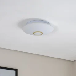 Argon Loftlampe Cyril i glas, hvid-messing