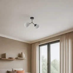 Opviq Loftlampe Damar, sort, glas, 2 lyskilder, længde 44 cm