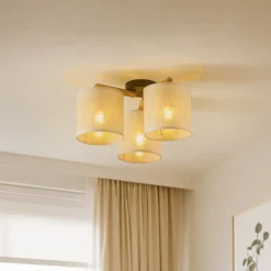 Loftlampe Deva, tekstil, 3 lyskilder^TK Lighting Clearance