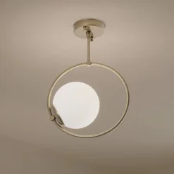 Loftlampe Dolunay, Ø 26 cm, guldfarvet, glas, E27^Opviq Discount