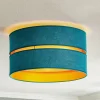 Duolla Loftlamper|Loftlamper>Loftlampe Duo i tekstil, turkis/guld, Ø40cm