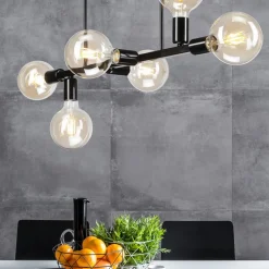 Lamkur Loftlampe Eliza, 6 lyskilder, sort