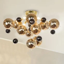 Näve Loftlampe Explosion med guldkugler