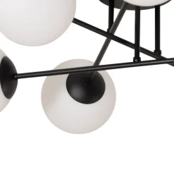 Loftlampe Glassy, 6 lyskilder, sort/opal^Euluna Hot