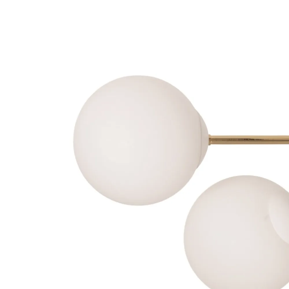 Loftlampe Glassy, 6 lyskilder, hvid/guld/opal^Euluna