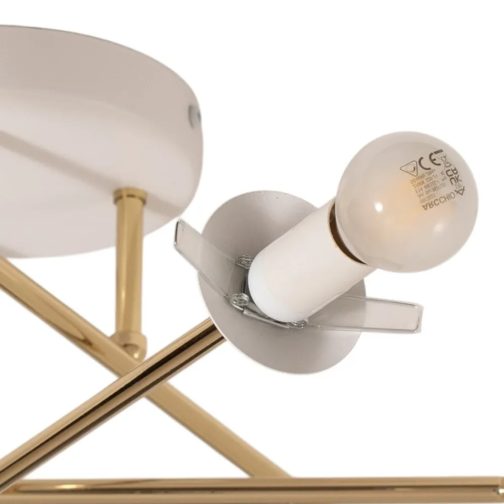 Loftlampe Glassy, 6 lyskilder, hvid/guld/opal^Euluna