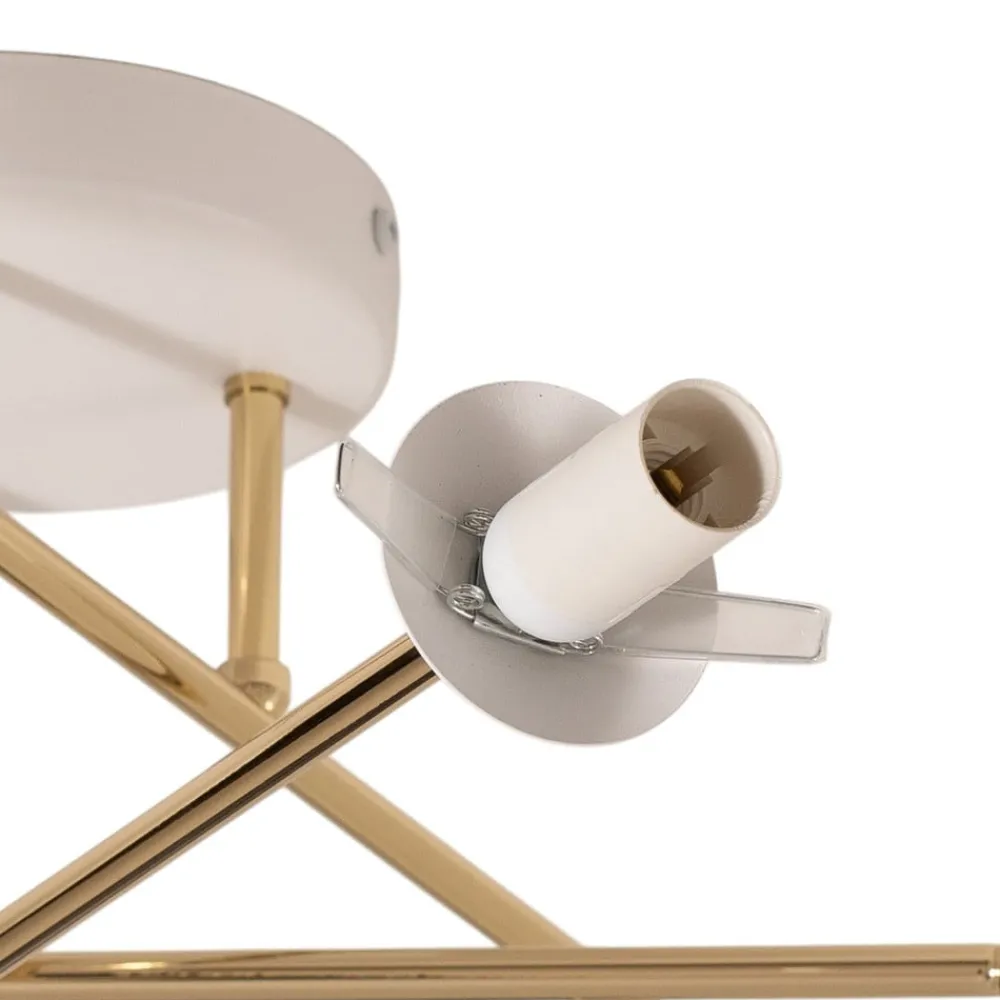 Loftlampe Glassy, 6 lyskilder, hvid/guld/opal^Euluna