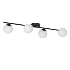 Loftlampe Glassy, 4 lyskilder, lineær, sort/opal^Euluna New