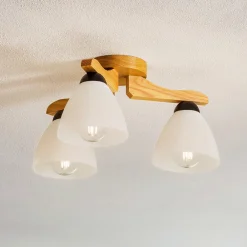 Lamkur Loftlampe Haro, eg/hvid 3 lyskilder