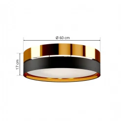 TK Lighting Loftlampe Hilton, sort/guld, Ø 60 cm