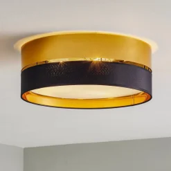 TK Lighting Loftlampe Hilton, sort/guld, Ø 45 cm