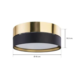 TK Lighting Loftlampe Hilton, sort/guld, Ø 45 cm