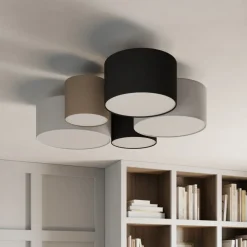 Trio Lighting Loftlampe Hotel med fem tekstilskærme