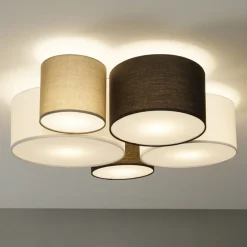 Trio Lighting Loftlampe Hotel med fem tekstilskærme