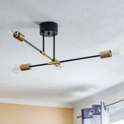 Luminex Loftlamper>Loftlampe Ilia, sort/guld, 4 lyskilder