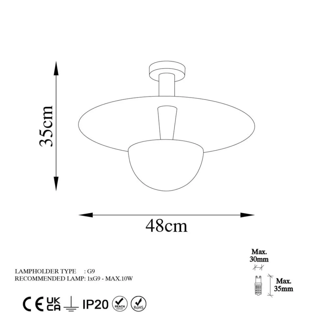 Opviq Loftlampe Kurt 13355, kobberfarvet, metal, Ø 48 cm