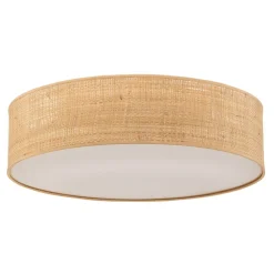 Loftlampe Leano beige rund af rattan^Eko-Light