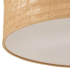 Loftlampe Leano beige rund af rattan^Eko-Light