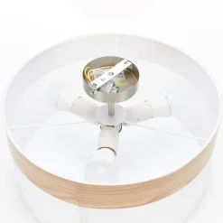 Globo Loftlampe Libba med afstand i cremefarvet træ