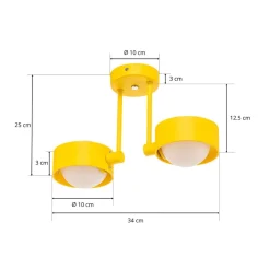 Loftlampe Mado i stål, gul, 2 lyskilder^Argon Online