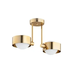 Argon Loftlampe Mado, stål messingfarvet, glas opal, 2 lyskilder.