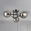 Lamkur Loftlamper|Loftlamper>Loftlampe Malena, Ø 19 cm, røggrå, glas/metal 3 lyskilder.