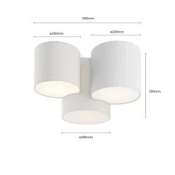 TK Lighting Loftlampe Mona med 3 lyskilder, hvid