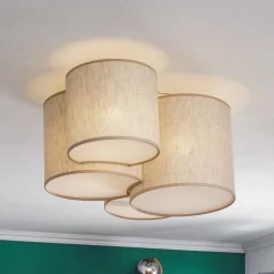 TK Lighting Loftlampe Mona Nature, 4 lyskilder, naturfarvet hør