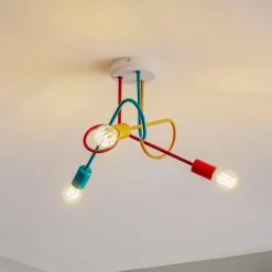 HELAM Loftlampe Oxford med 3 lyskilder orange/rød/turkis