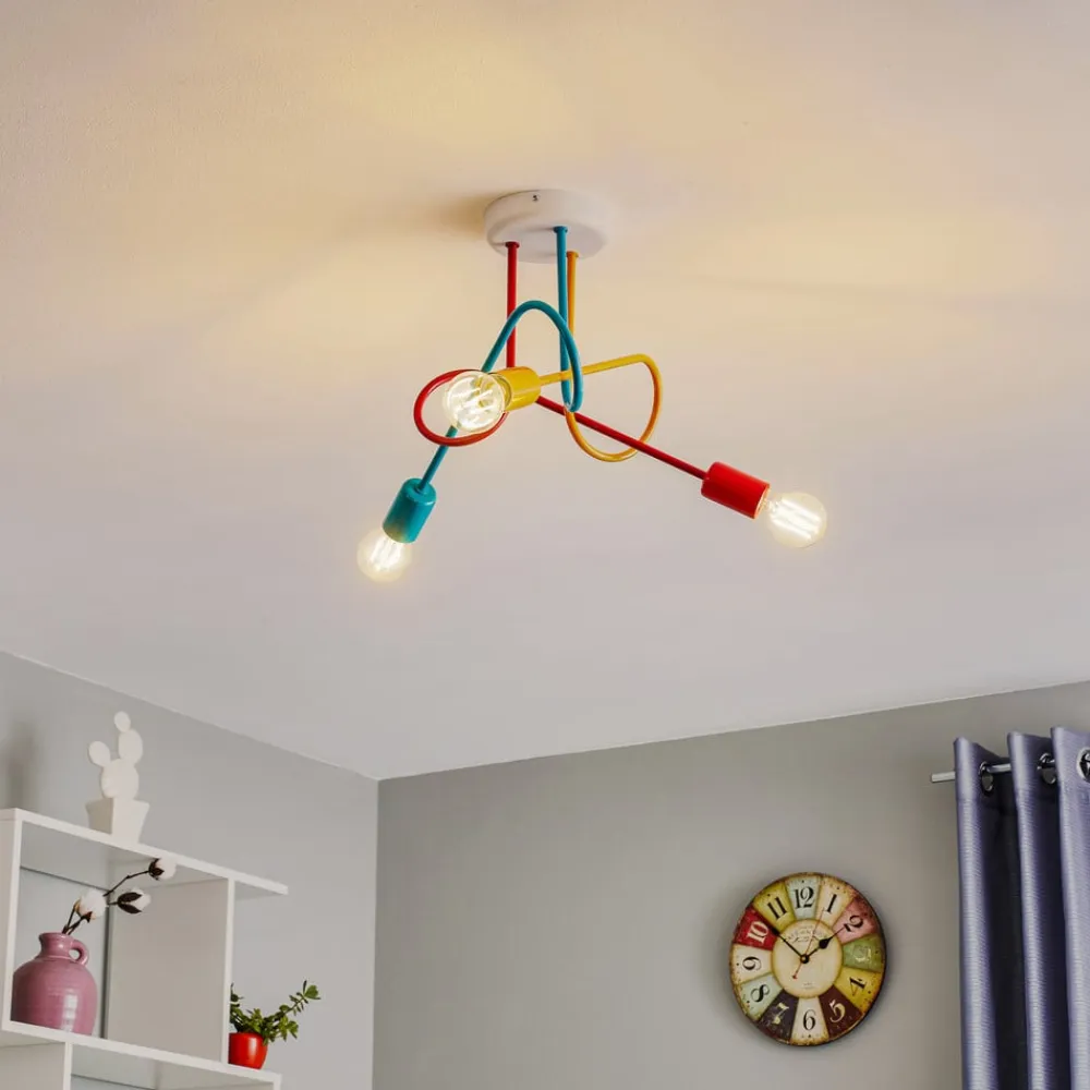 HELAM Loftlampe Oxford med 3 lyskilder orange/rød/turkis