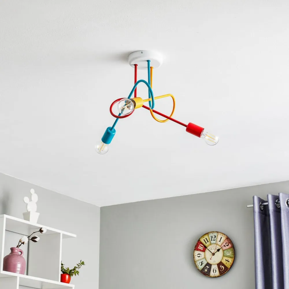 HELAM Loftlampe Oxford med 3 lyskilder orange/rød/turkis