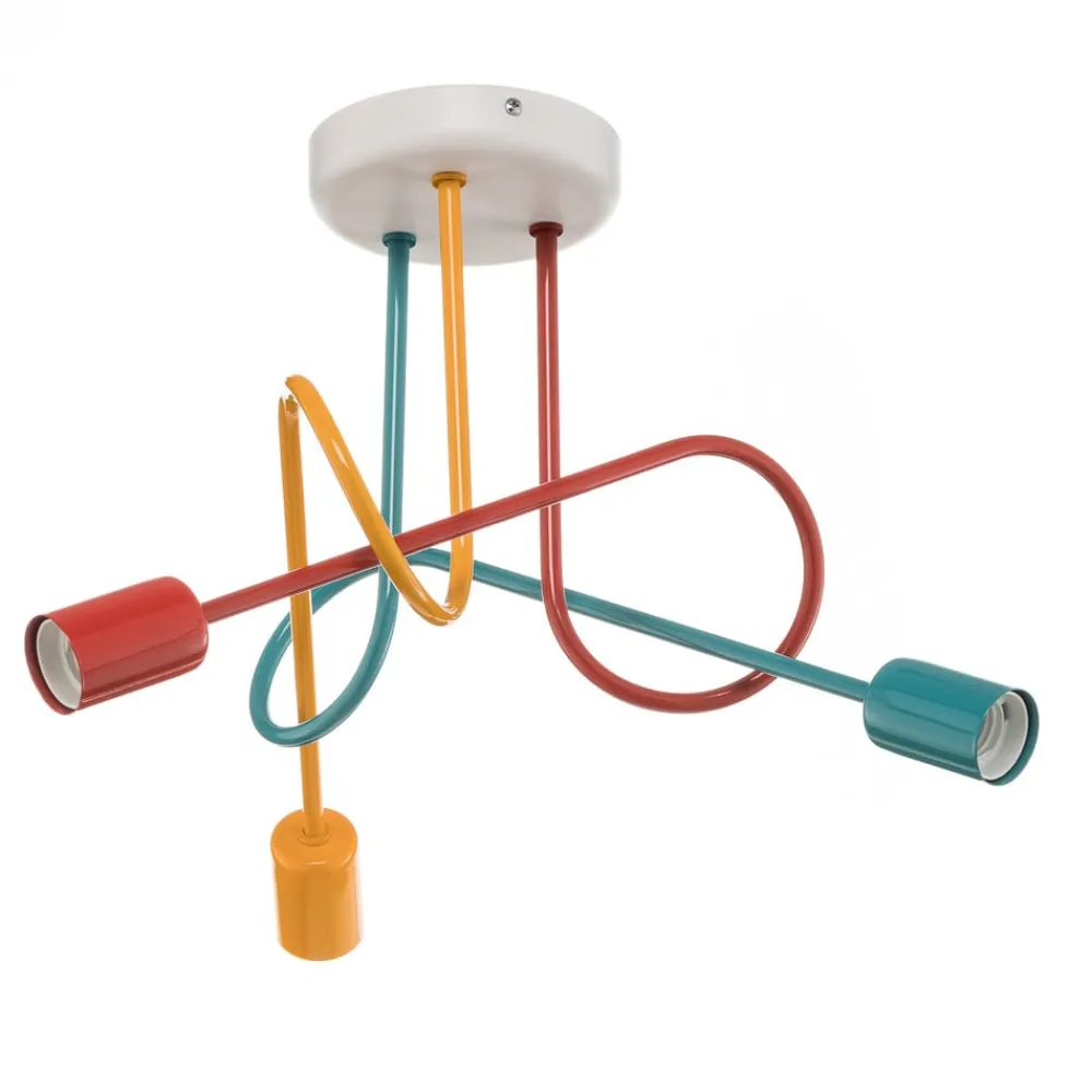 HELAM Loftlampe Oxford med 3 lyskilder orange/rød/turkis