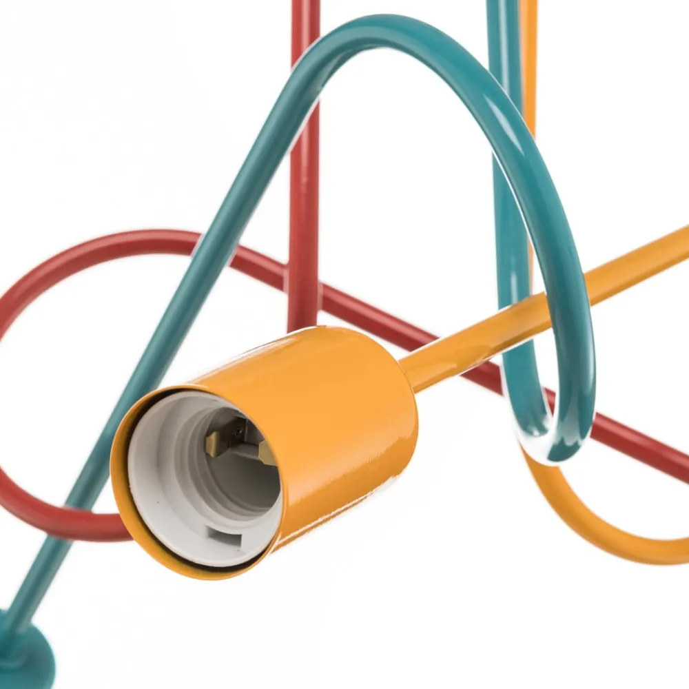 HELAM Loftlampe Oxford med 3 lyskilder orange/rød/turkis