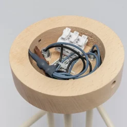 HELAM Loftlampe Oxford, sandbeige, træ, metal, 5 lyskilder, Ø 47 cm