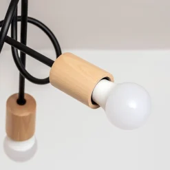 Loftlampe Oxford, sort, træ, metal, 5 lyskilder, Ø 47 cm^HELAM Outlet