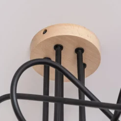 Loftlampe Oxford, sort, træ, metal, 5 lyskilder, Ø 47 cm^HELAM Outlet