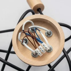 Loftlampe Oxford, sort, træ, metal, 5 lyskilder, Ø 47 cm^HELAM Outlet