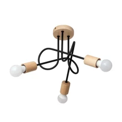 Loftlampe Oxford, sort, træ, metal, 3 lyskilder, Ø 44 cm^HELAM New