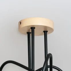 Loftlampe Oxford, sort, træ, metal, 3 lyskilder, Ø 44 cm^HELAM New