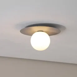 TK Lighting Loftlamper>Loftlampe Pixie, grå, glas, Ø 25 cm, kugle, G9