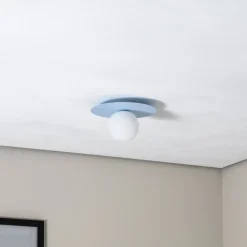 TK Lighting Loftlampe Pixie, lyseblå, glas, Ø 25 cm, kugle, G9