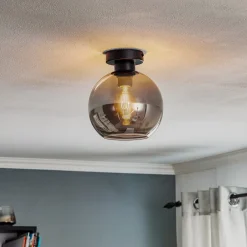 Eko-Light Loftlampe Sofia med røggrå glasskærm