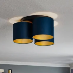 Luminex Loftlampe Soho cylindrisk, 3 lyskilder blå/guld