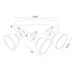 Argon Loftlampe Trogir, beige, 3 lyskilder, stål, Ø 30 cm