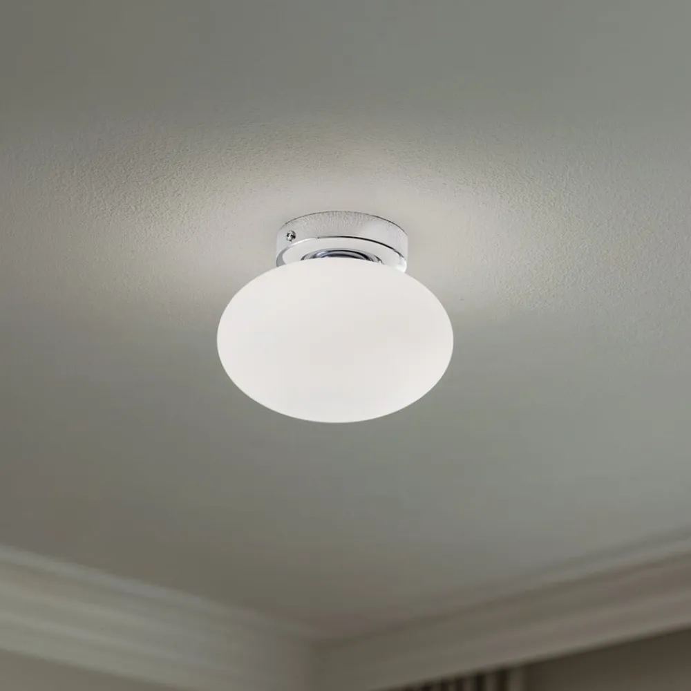 Domiluce Loftlampe Ufo, krom/hvid, Ø 18 cm, glas, G9